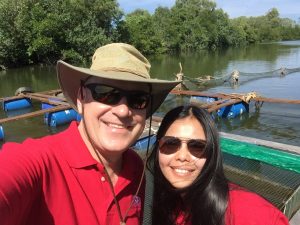 Cambodian Cage Farm on the Otres River with the USSEC Myanmar Technical Manager