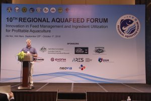 Presenting at the 10th Annual Regional Aquafeed Forum in Hanoi, Vietnam